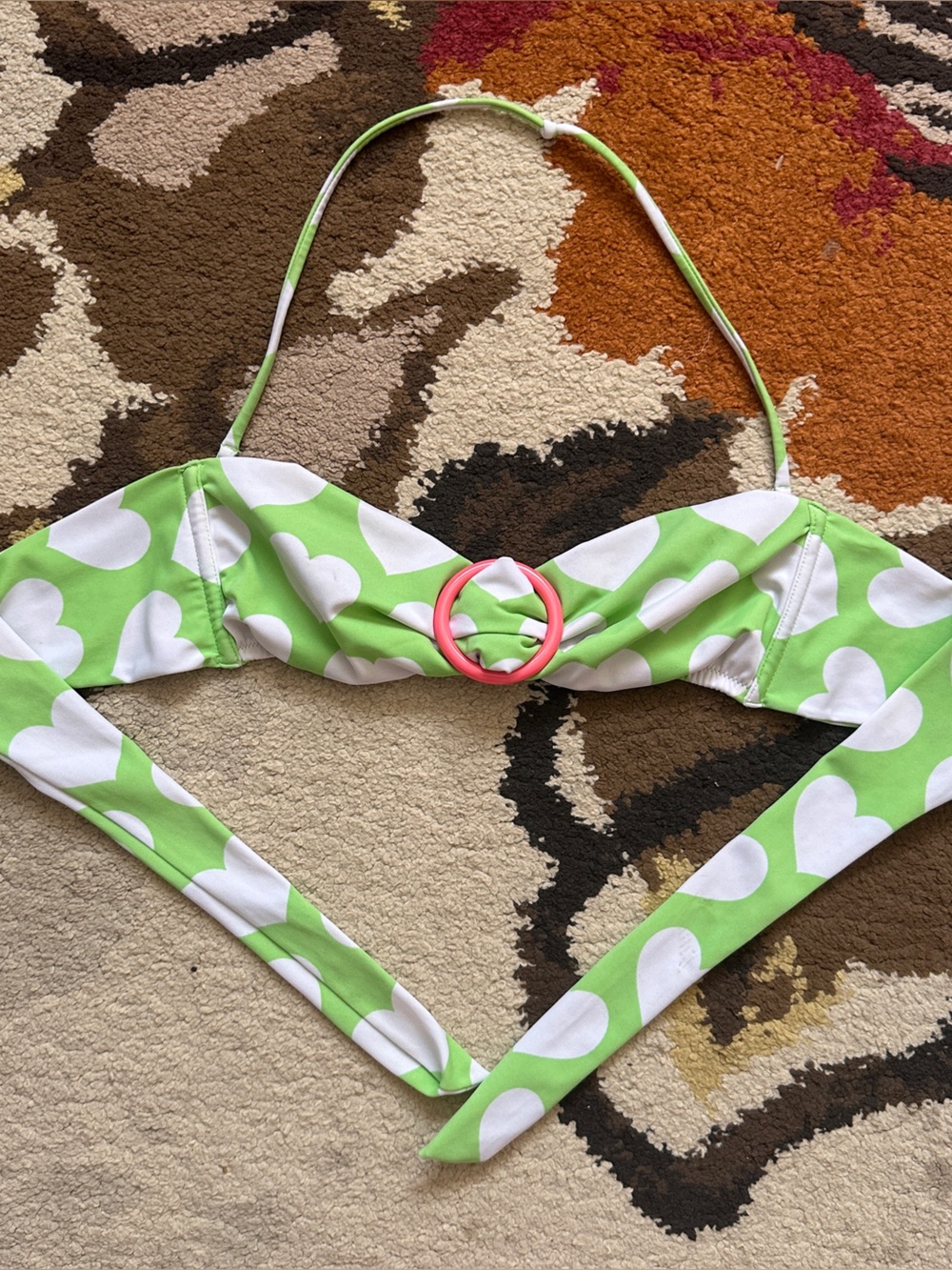 Victoria Secret Green Heart Print Bikini Top Retro Y2K Swim